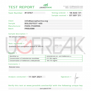 BOLDO -TEST 400 Para Pharma INTL paper